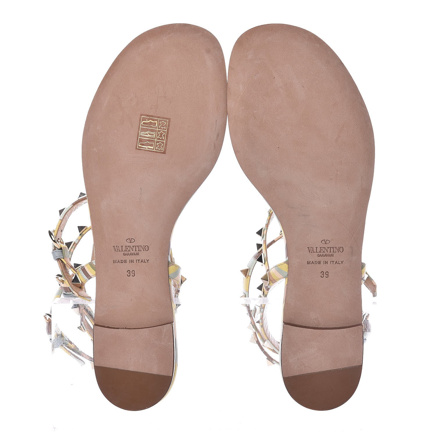 Valentino Garavani Calfskin Native Couture 1975 Rockstud Ankle Wrap Flat Thong Sandals 39 Multicolor 5 of 12