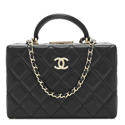 Chanel Lambskin Quilted Small CC Top Handle Box Bag Black 1 of 11