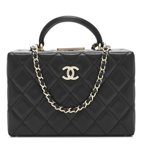 Chanel Lambskin Quilted Small CC Top Handle Box Bag Black 1860546