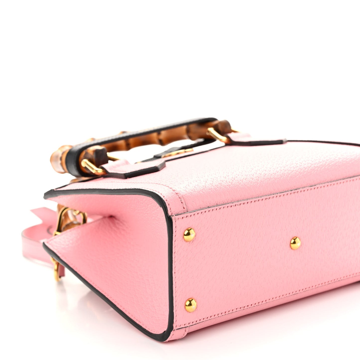 Textured Dollar Calfskin Web Mini Diana Tote Bag Wild Rose Black