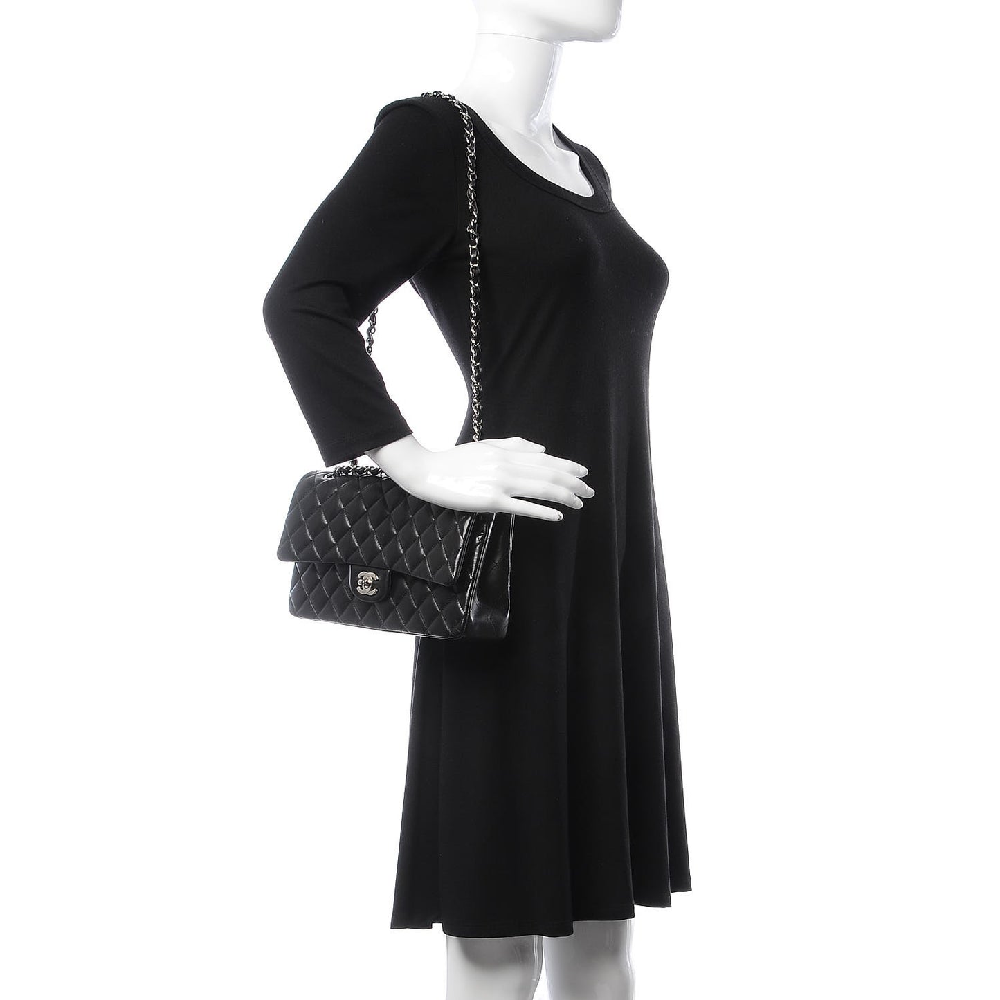 Lambskin Quilted Medium Double Flap Black