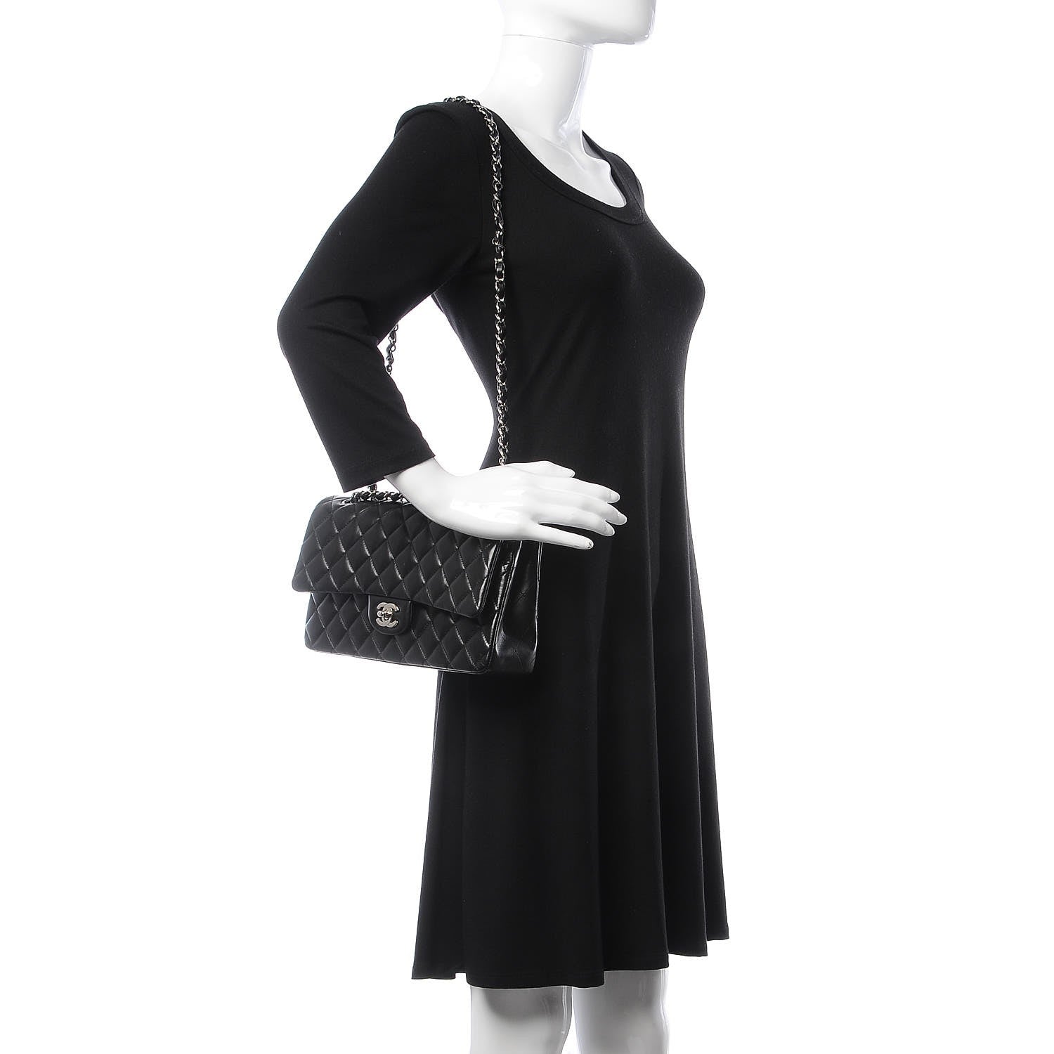 Chanel Lambskin Quilted Medium Double Flap Black 2 of 8