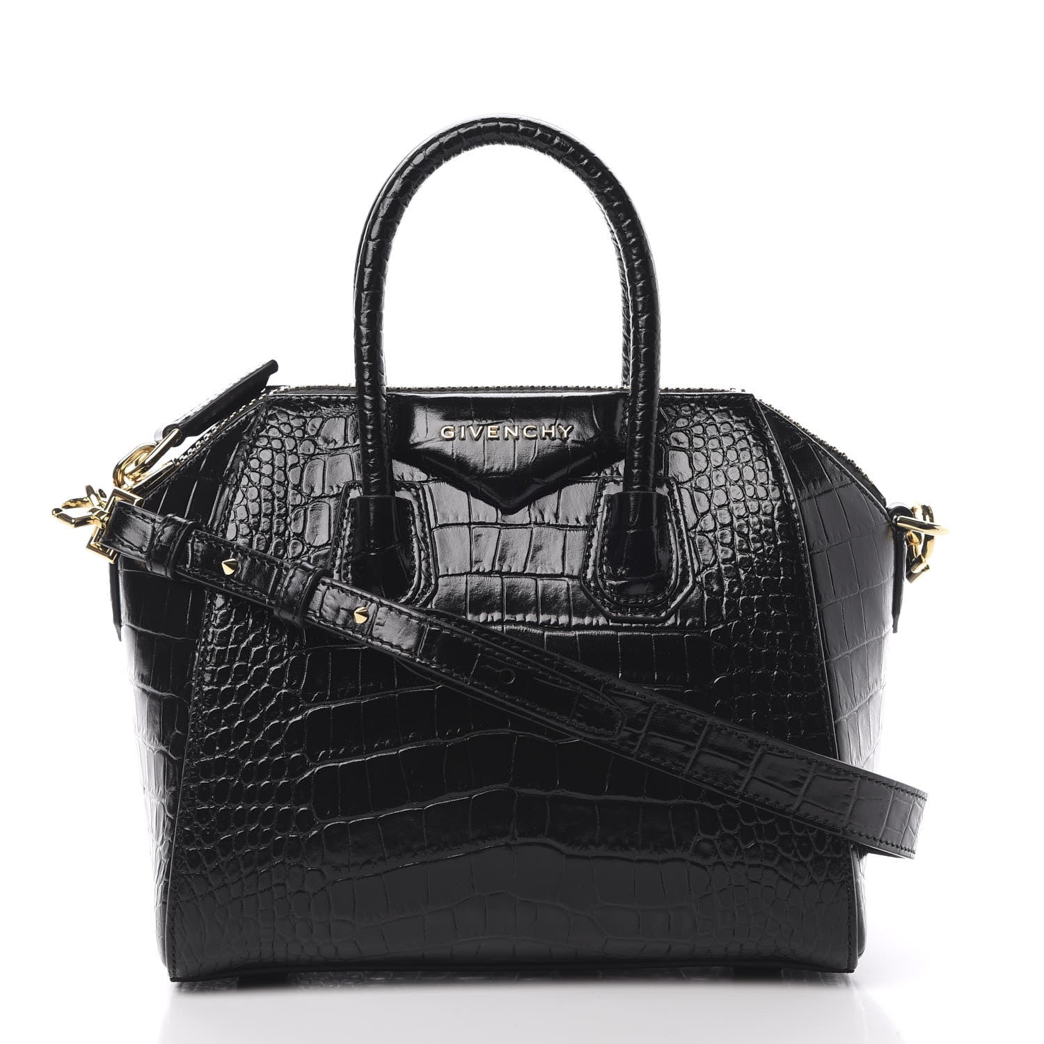 Givenchy Calfskin Crocodile Embossed Mini Antigona Black 1 of 10