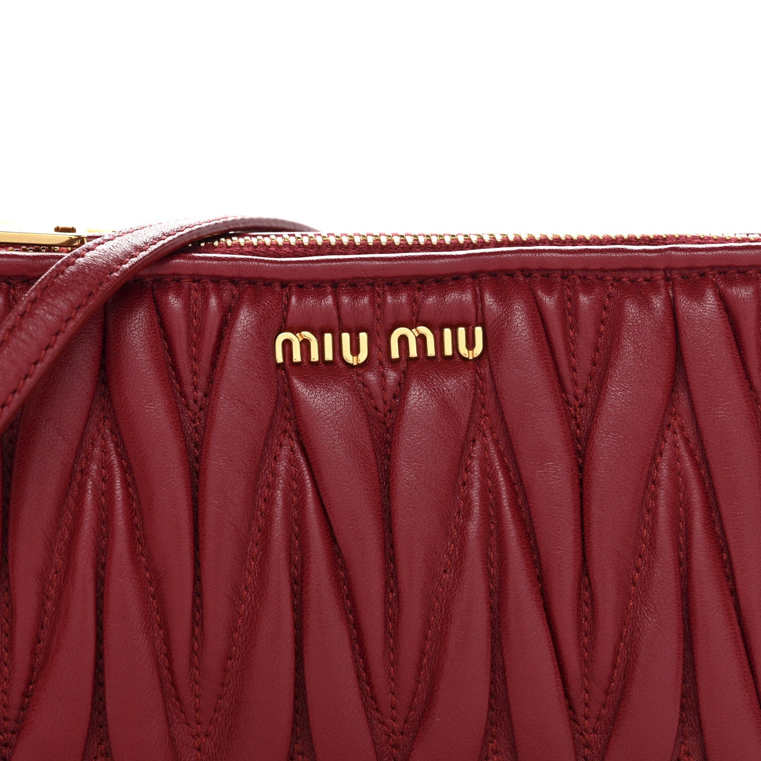 Miu Miu Nappa Matelasse Double Zip Crossbody Rubino 8 of 10