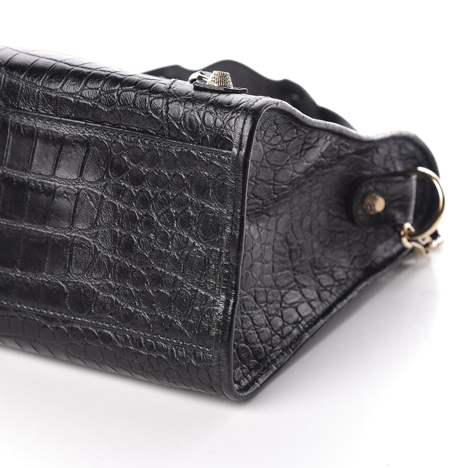 Balenciaga Calfskin Crocodile Embossed Giant 12 Gold Hardware City Black 10 of 12