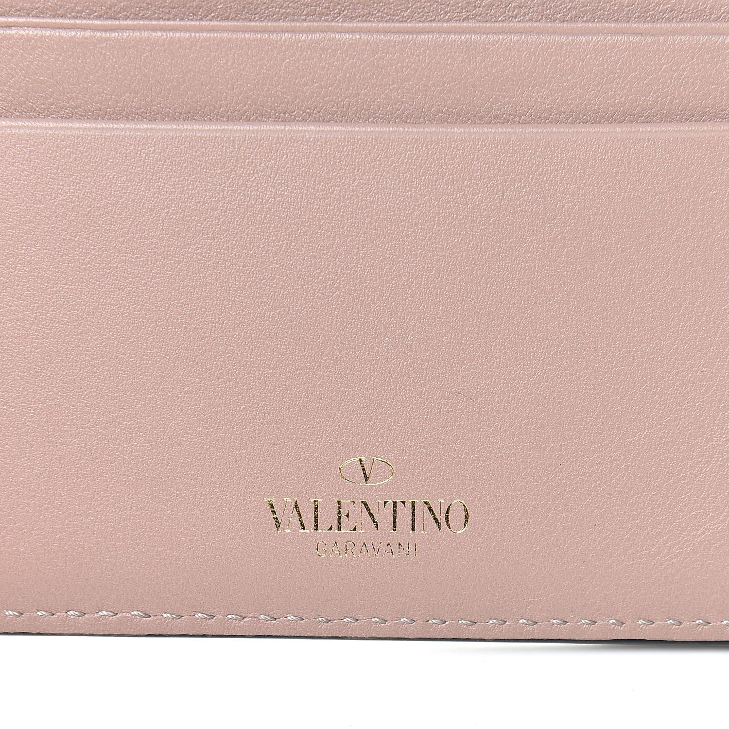 Valentino Garavani Vitello Rockstud Card Holder Poudre 6 of 9