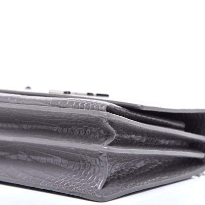 Saint Laurent Calfskin Crocodile Embossed Medium Monogram Sunset Fog 8 of 8