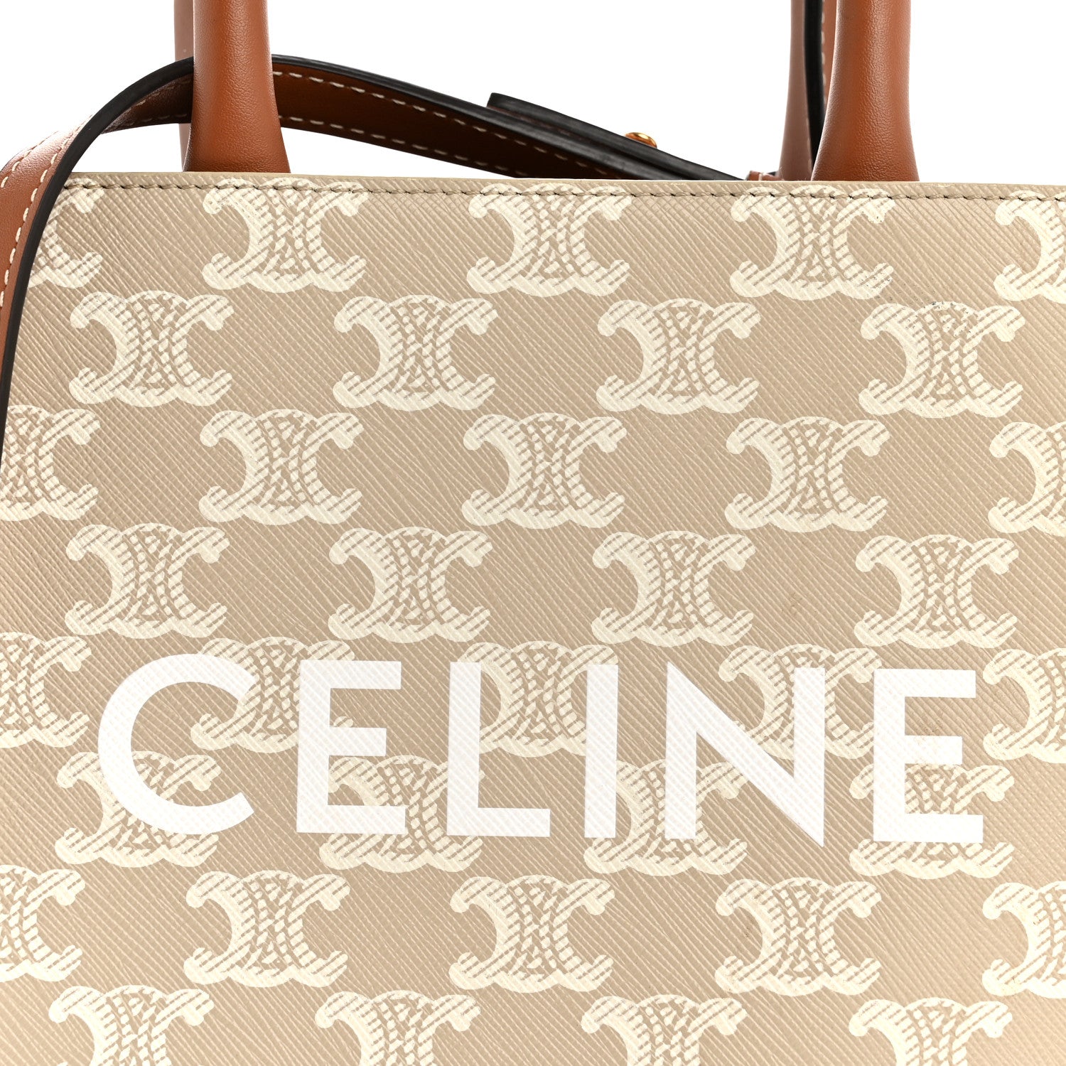 Celine Triomphe Canvas Calfskin Mini Vertical Cabas Grege 1800025