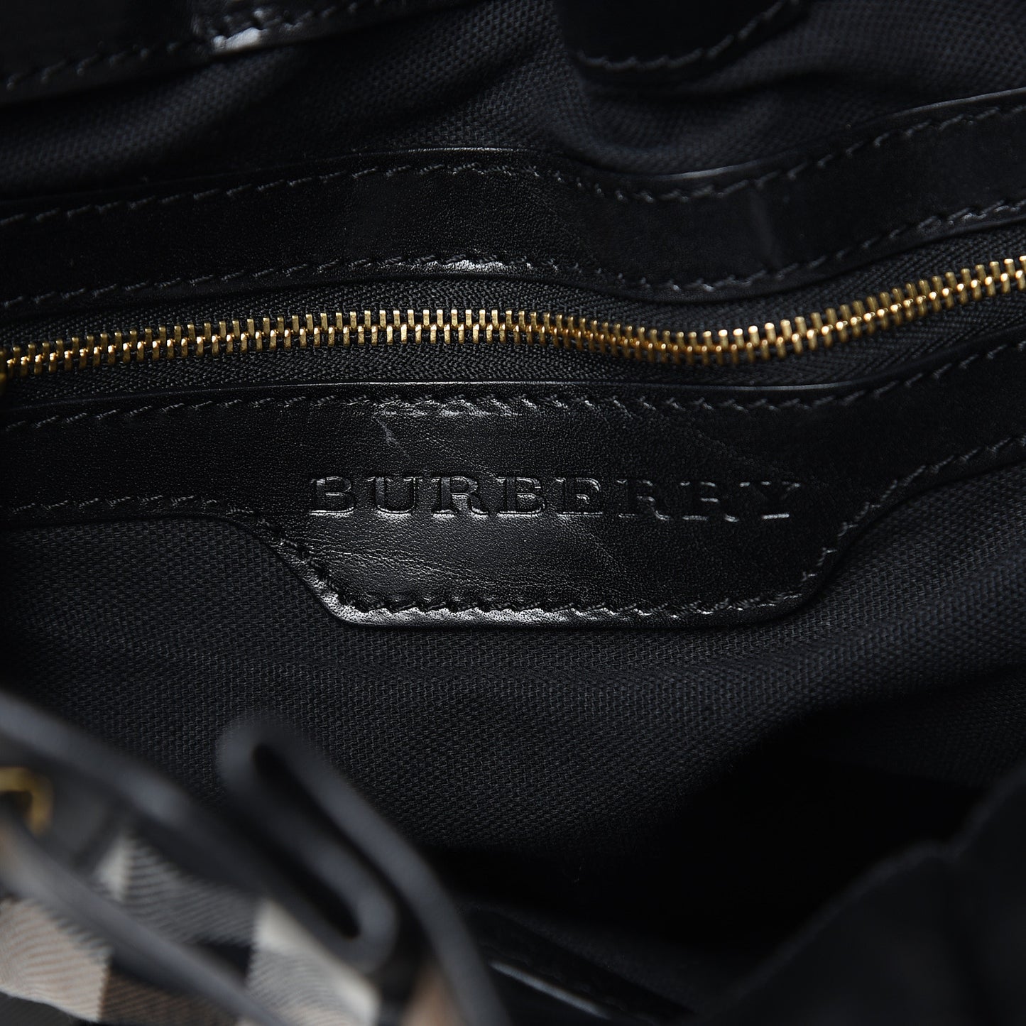 House Check Bridle Calfskin Medium Whipstitch Tote Black