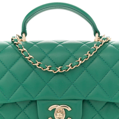 Chanel Lambskin Quilted Mini Top Handle Rectangular Flap Green 8 of 12