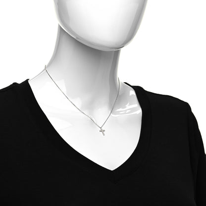 Cartier 18K White Gold Diamond Symbols Cross Pendant Necklace 6 of 6