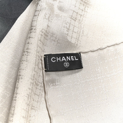 Chanel Silk Bag Print Square Scarf Light Beige Black Light Gray 3 of 3