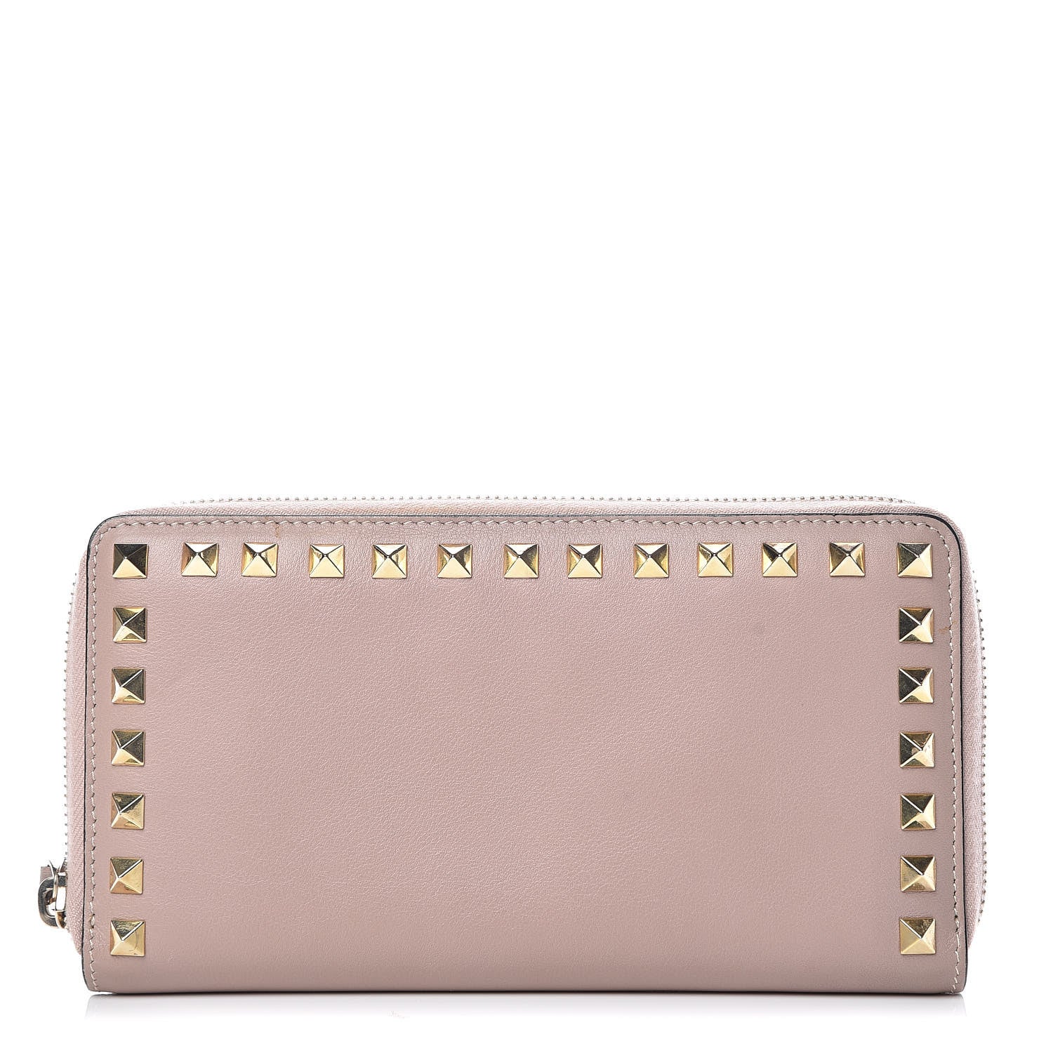 Valentino Garavani Calfskin Rockstud Zip Around Wallet Poudre 1 of 11