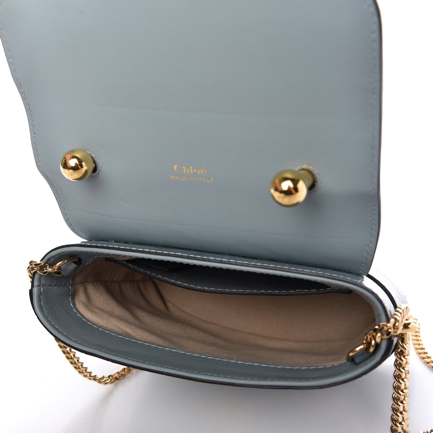 Chloe Calfskin Crocodile Embossed Small Aby Lock Faded Blue 5 of 9