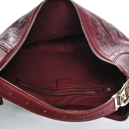 Gucci Calfskin Horsebit Embossed Glam Hobo Burgundy 5 of 6