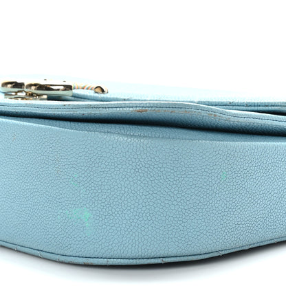 Chanel Grained Calfskin Quilted Medium Cuba Top Handle Flap Blue 9 of 16