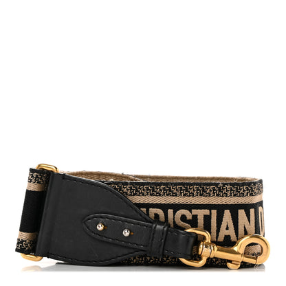 Christian Dior Canvas Embroidered Shoulder Strap Black 1 of 11