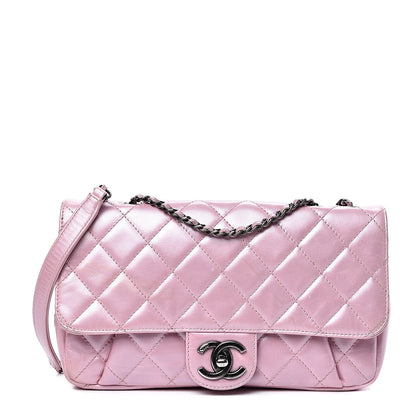 Chanel Glazed Calfskin Quilted Coco Pleats Flap Pink 1 of 19