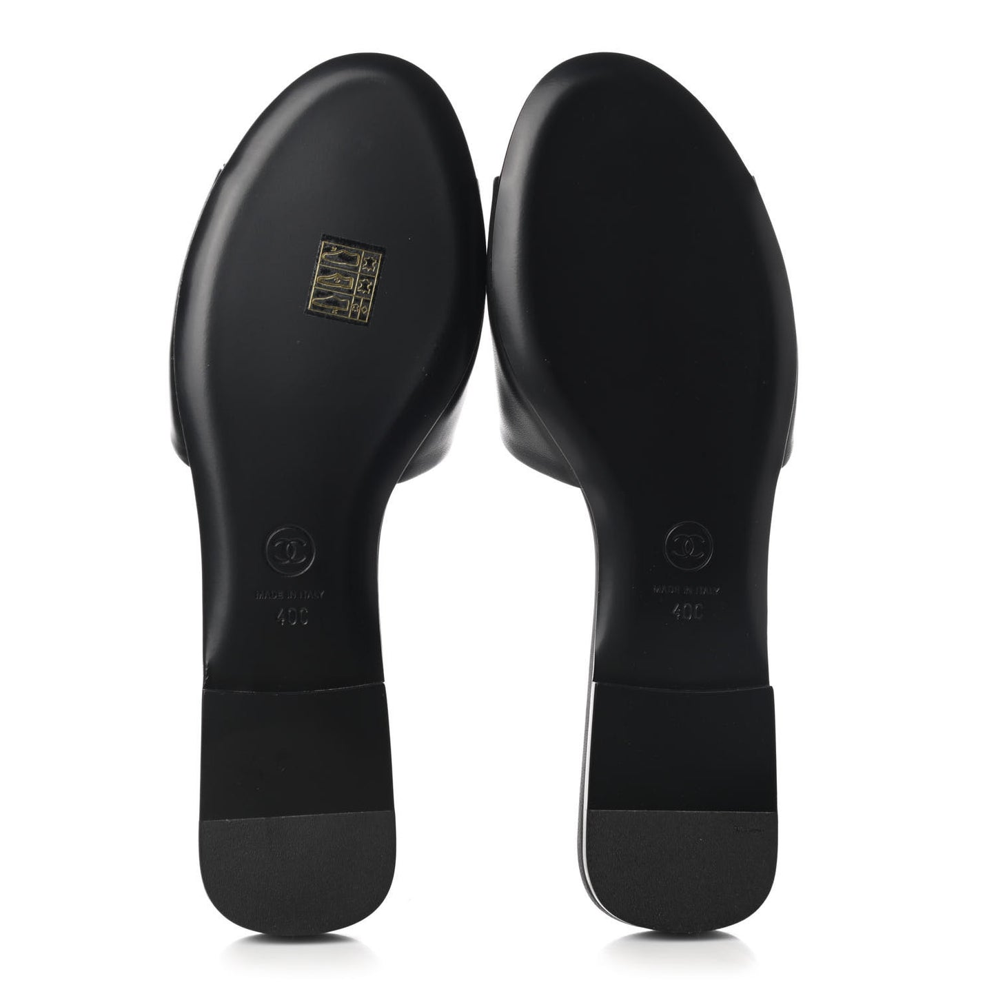 Lambskin Pearl CC Sandals 40 Black