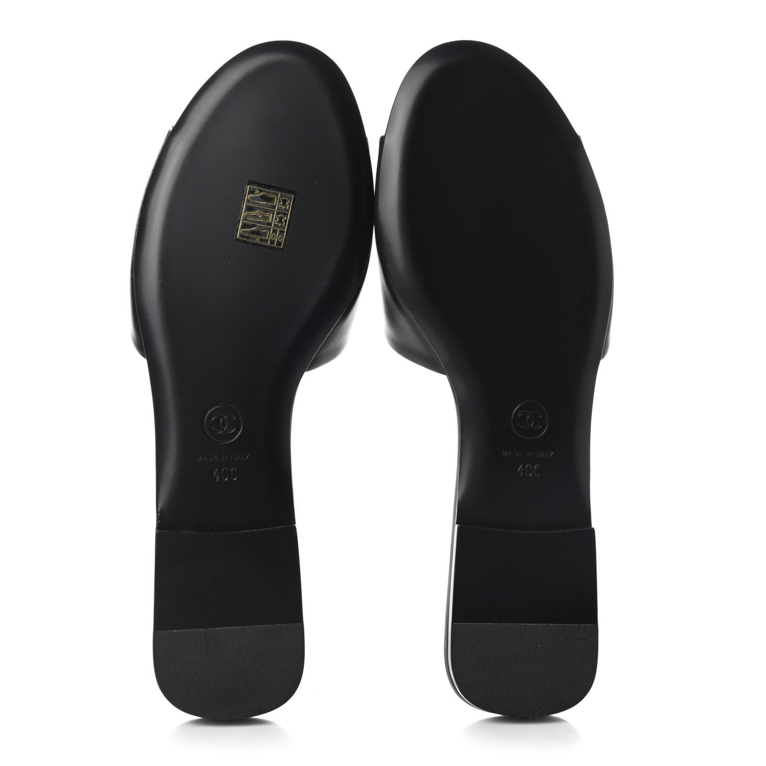 Chanel Lambskin Pearl CC Sandals 40 Black 5 of 9