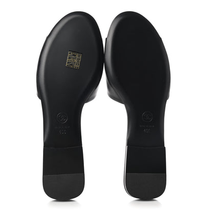 Chanel Lambskin Pearl CC Sandals 40 Black 5 of 9