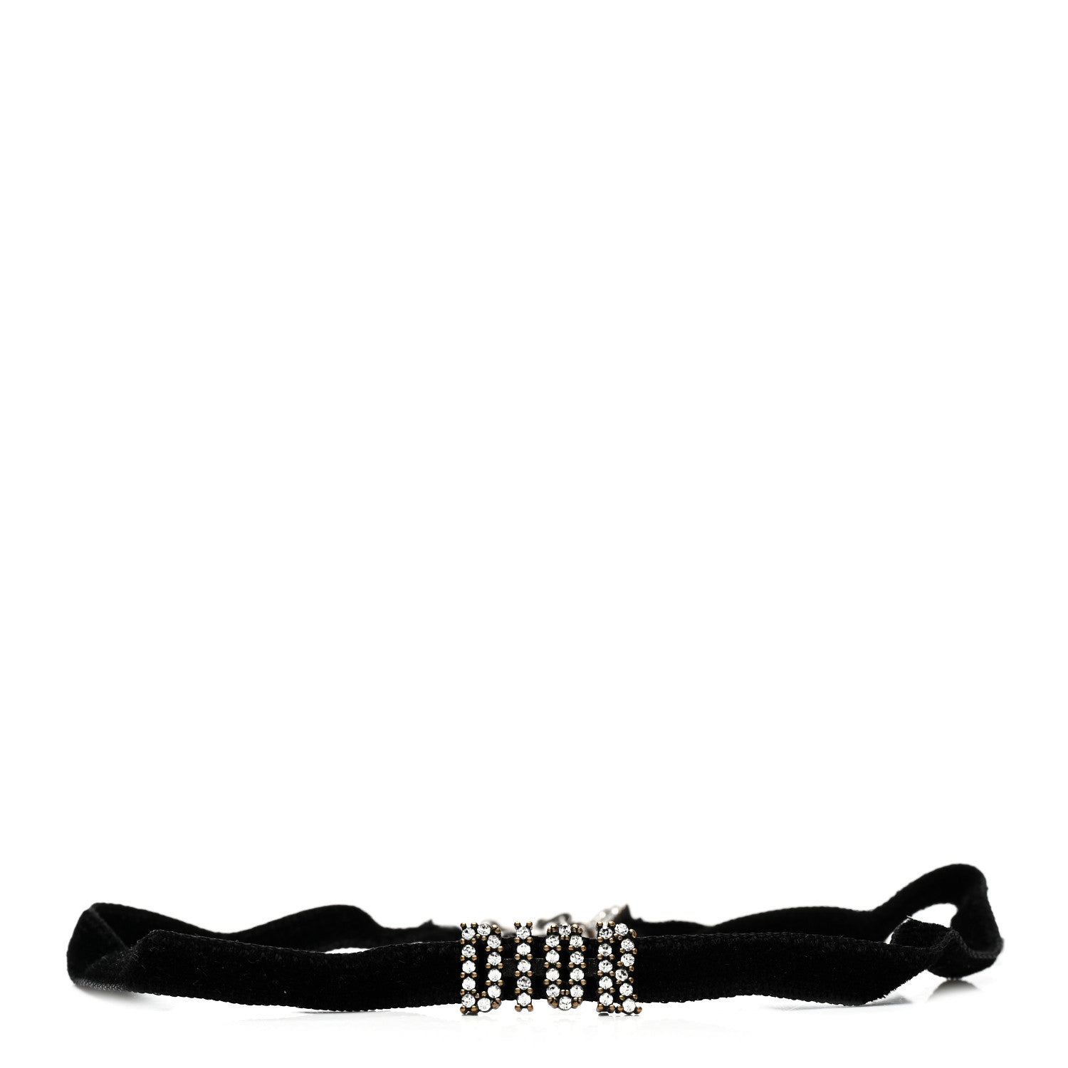 Christian Dior Velvet Crystal DIOR Choker Necklace Black 1 of 4