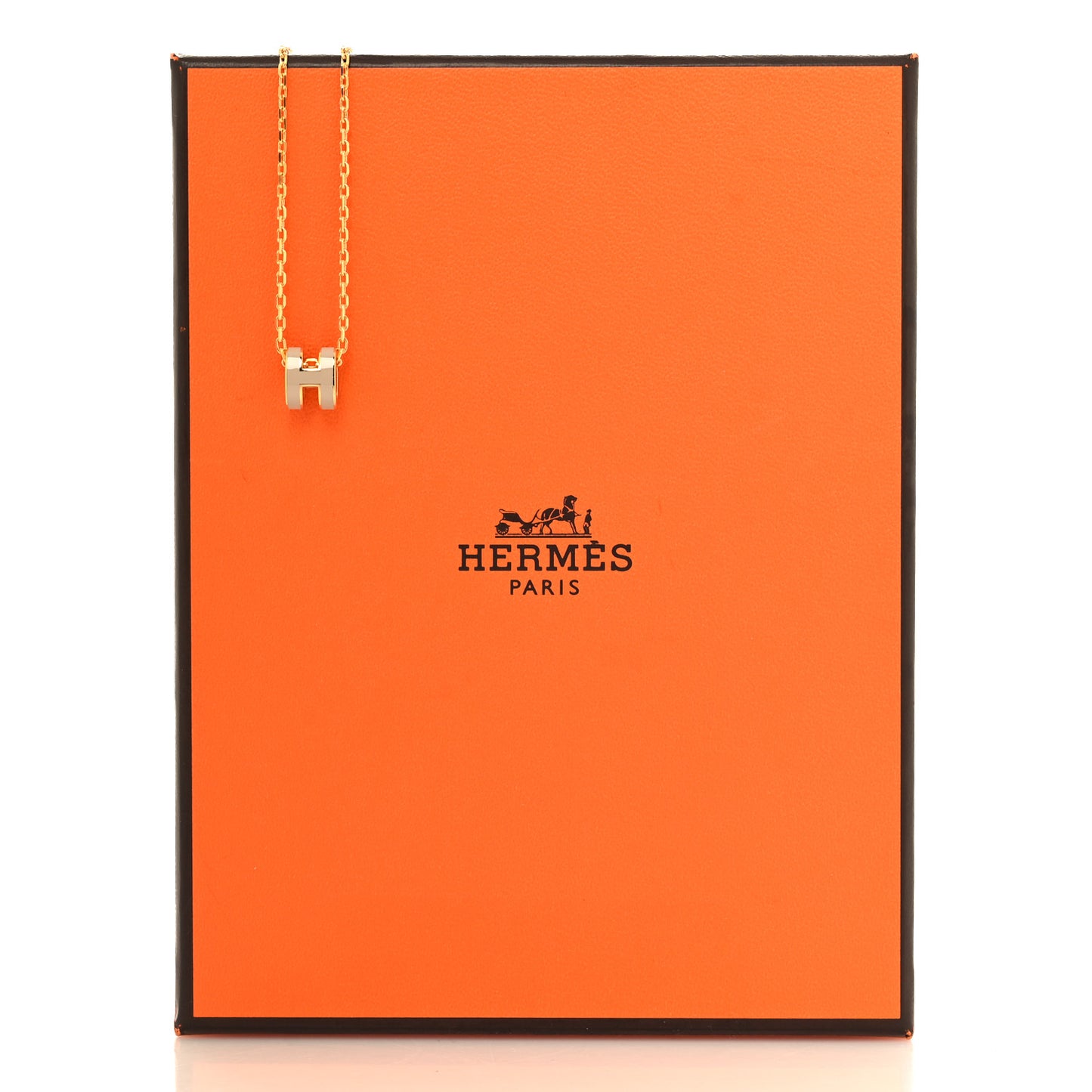 Lacquered Gold Mini Pop H Pendant Necklace Marron Glace