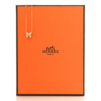 Hermes Lacquered Gold Mini Pop H Pendant Necklace Marron Glace 6 of 6