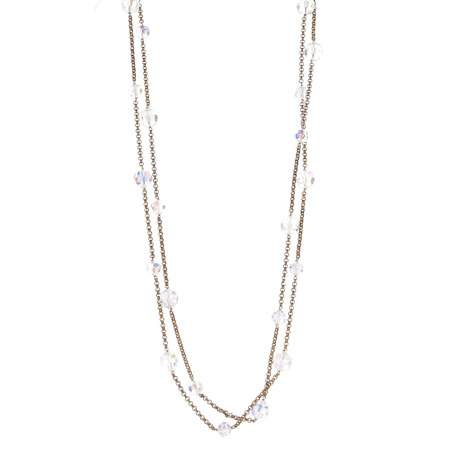 Chanel Crystal Bead Long Necklace Gold 1 of 6