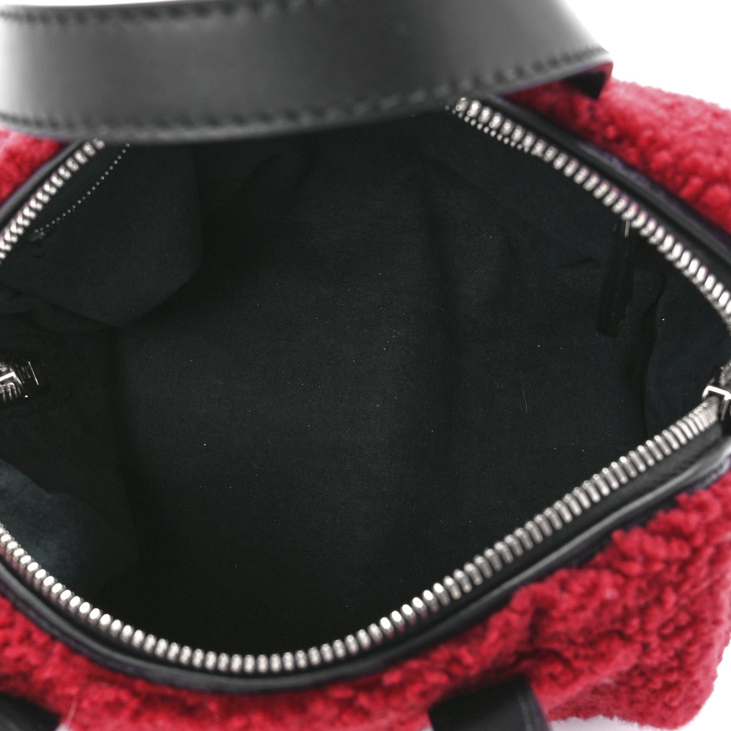 Sheepskin Vitello Mini O'Lock Bowling Bag Burgundy Black