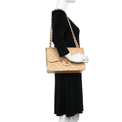 Chanel Caviar Quilted Jumbo Double Flap Beige 2 of 12