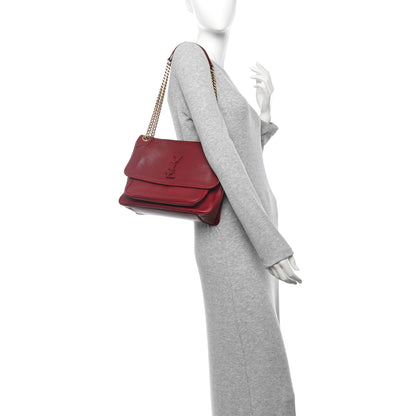 Saint Laurent Lambskin Matelasse Monogram Medium Niki Chain Satchel Red 2 of 16
