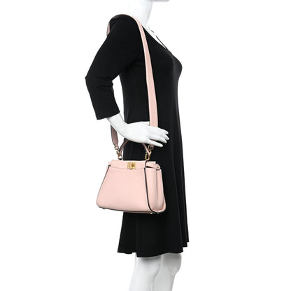 Fendi Vitello Seta Canvas FF Embroidered Mini Peekaboo Iconic Satchel Rosa Confetto 2 of 12