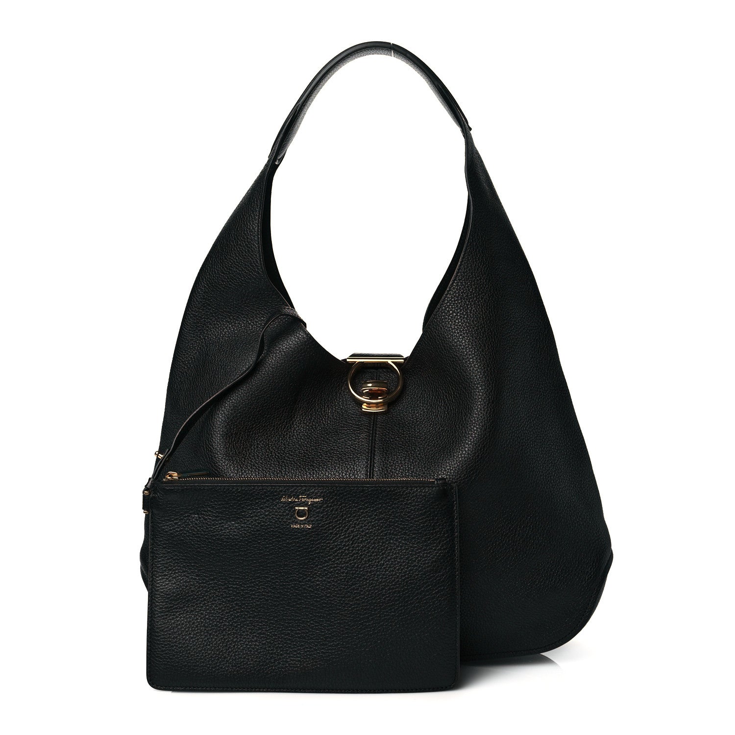 Salvatore Ferragamo Calfskin Margot Hobo Black 1 of 9