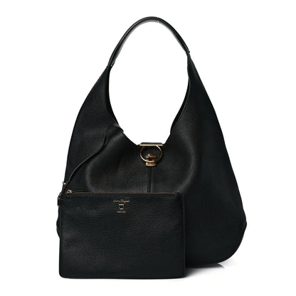 Salvatore Ferragamo Calfskin Margot Hobo Black 1 of 9