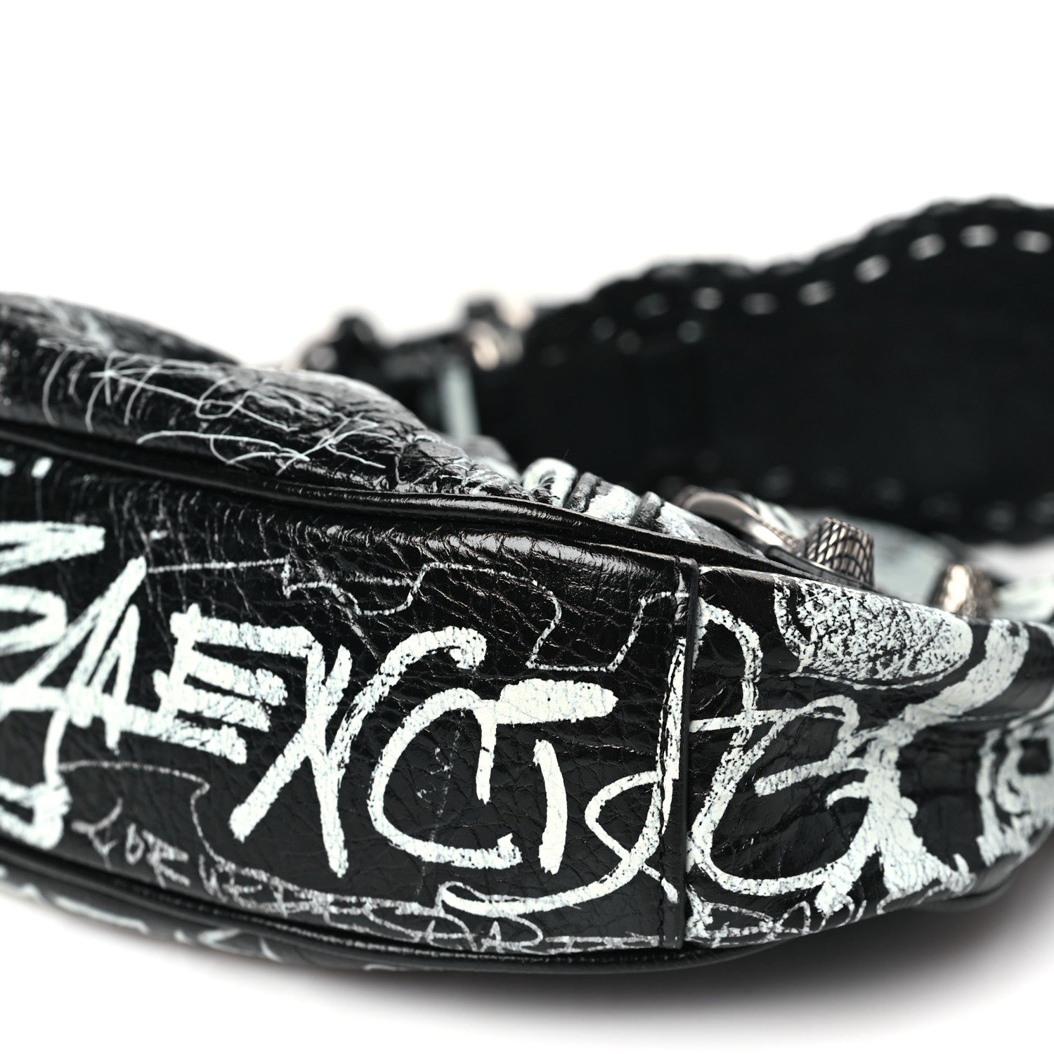 Balenciaga Agneau Arena Graffiti Small Le Cagole Shoulder Bag Black White 11 of 11