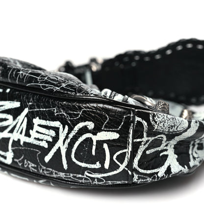 Balenciaga Agneau Arena Graffiti Small Le Cagole Shoulder Bag Black White 11 of 11