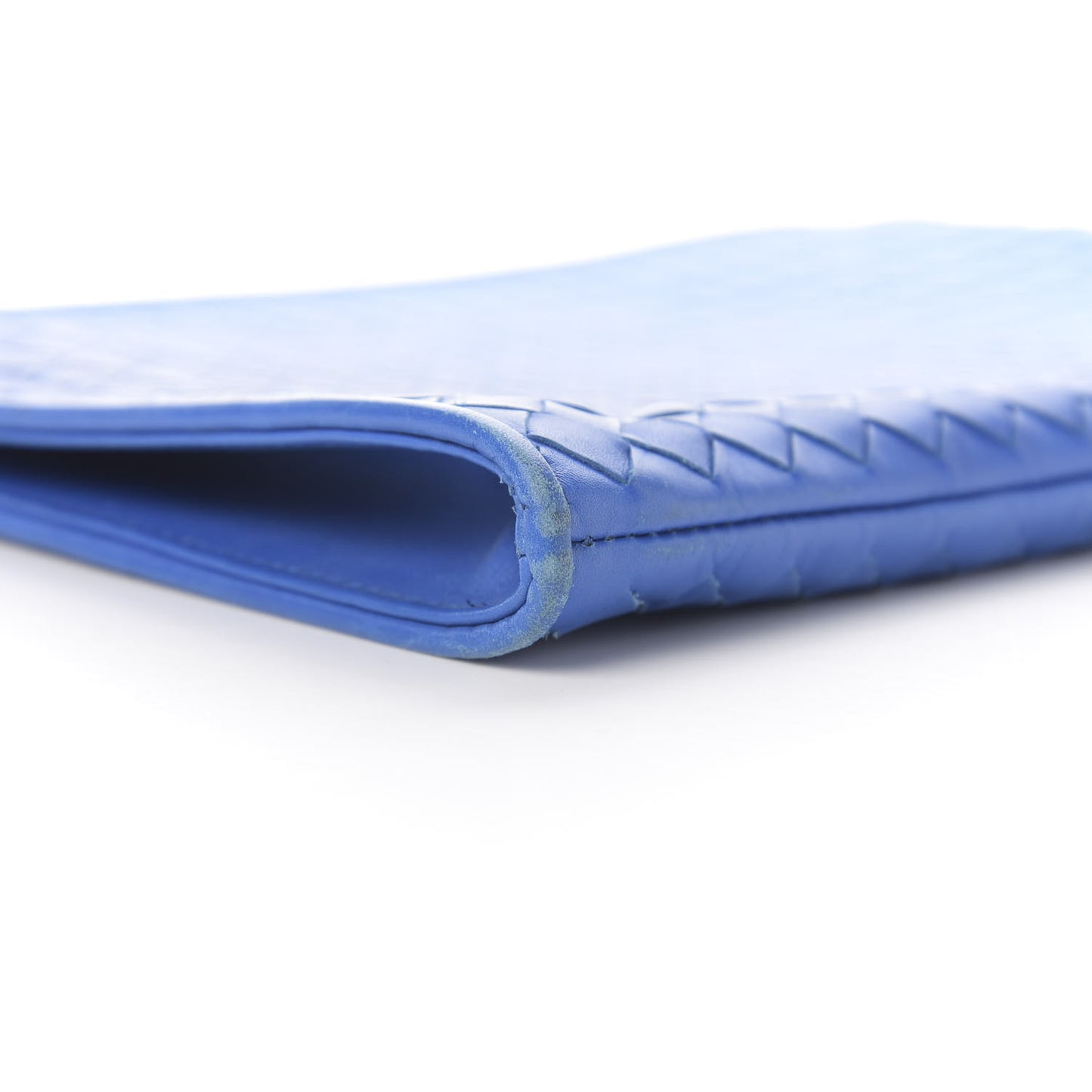 Nappa Intrecciato Flat Zip Pouch Blue