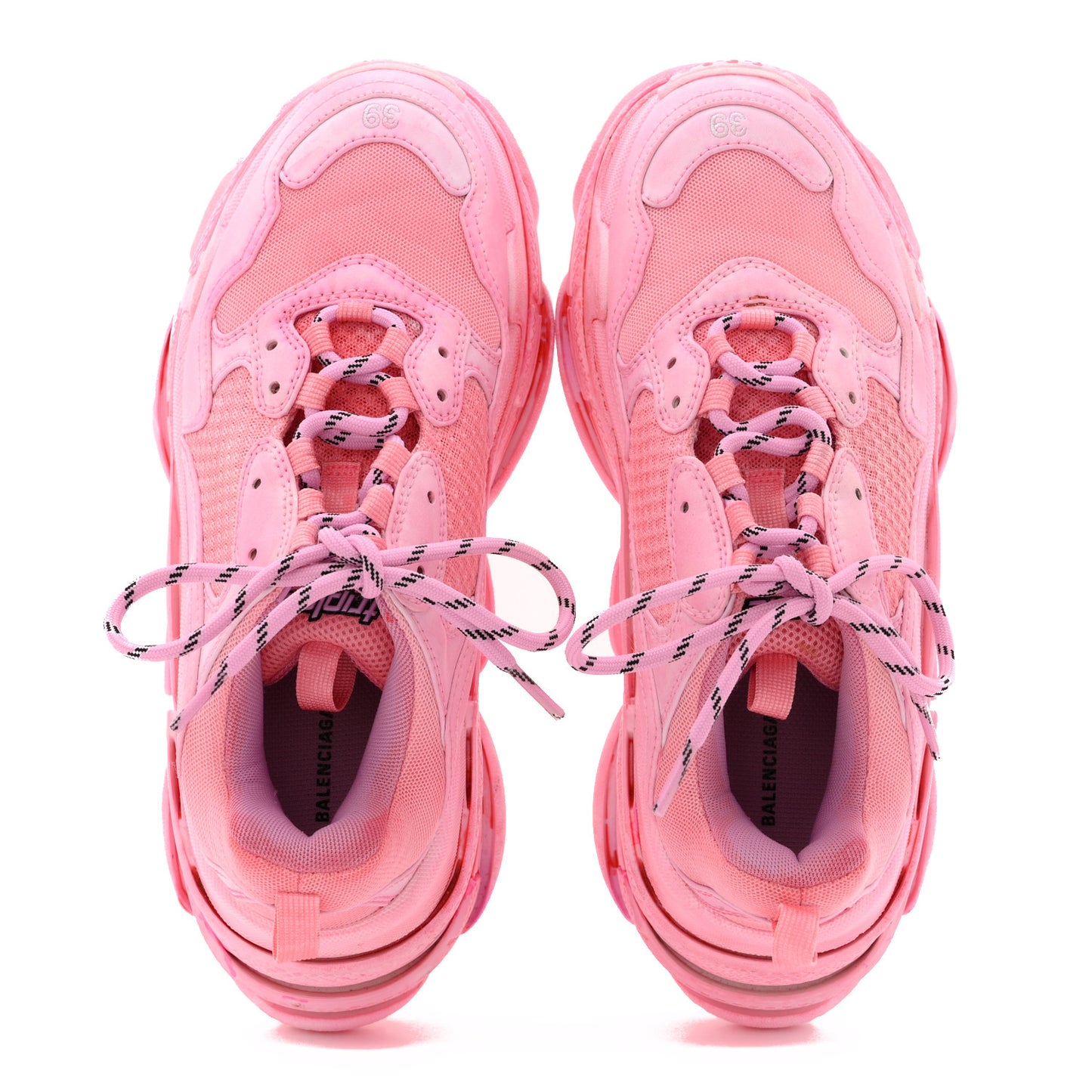 Fabric Mesh Distressed Womens Triple S Sneakers 39 Pink