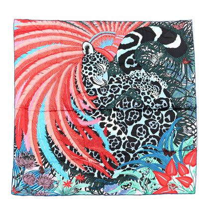 Hermes Silk Jaguar Quetzal Scarf 90 Quetsche Rose Bleu Vert 1 of 6