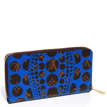 Louis Vuitton Monogram Kusama Pumpkin Dots Zippy Wallet Blue 3 of 8