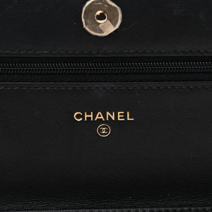 Chanel Lambskin Quilted Wallet On Chain WOC White Black 6 of 17