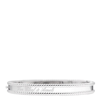 Van Cleef & Arpels 18K White Gold Perlee Signature Bangle Bracelet M 1 of 6