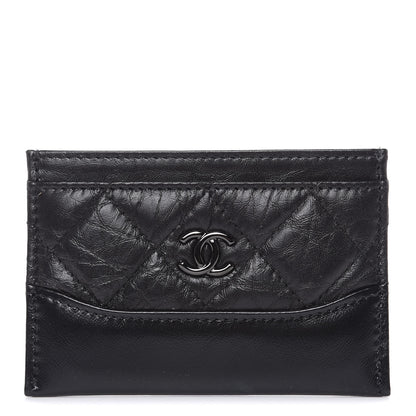Chanel Aged Calfskin Smooth Calfskin Quilted Gabrielle Card Holder So Black 1 of 8