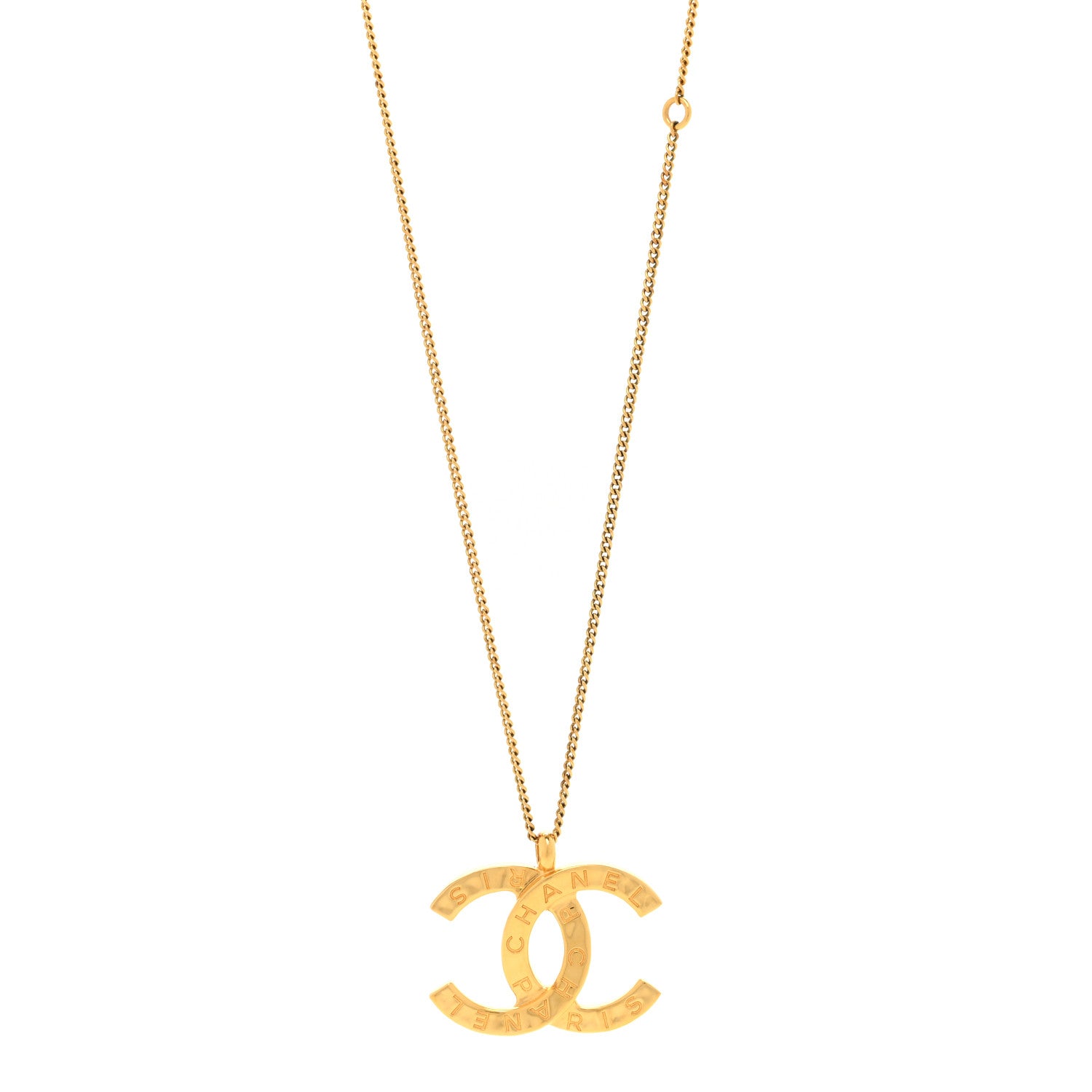 Chanel Metal CC Paris Button Necklace Gold 1 of 6