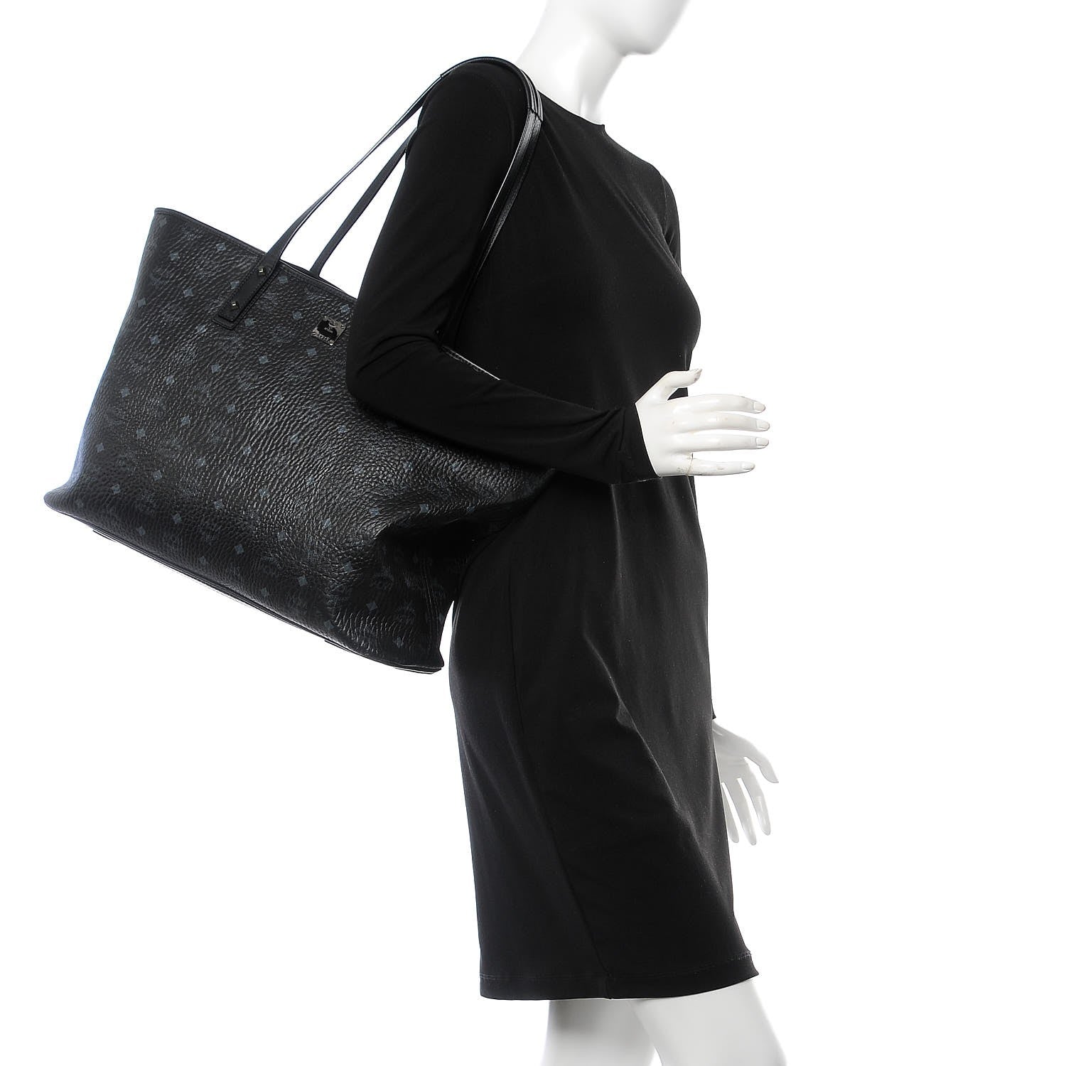 MCM Visetos Large Anya Shopper Tote Black 2 of 8