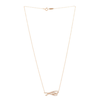 Tiffany 18K Yellow Gold Diamond Mini Bow Pave Pendant Necklace 3 of 7
