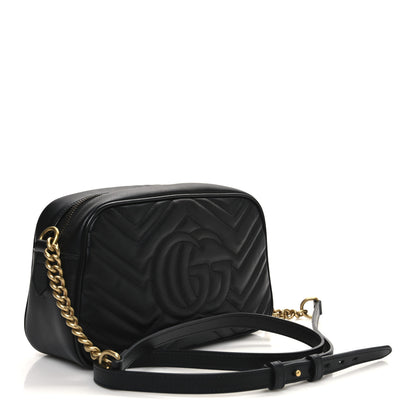 Gucci Calfskin Matelasse Small GG Marmont Chain Shoulder Bag Black 3 of 10