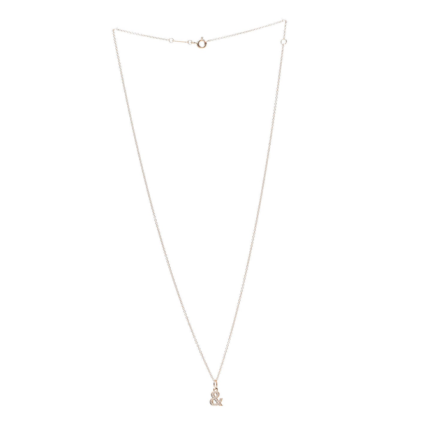 18K Rose Gold Diamond Small Ampersand Pendant Necklace