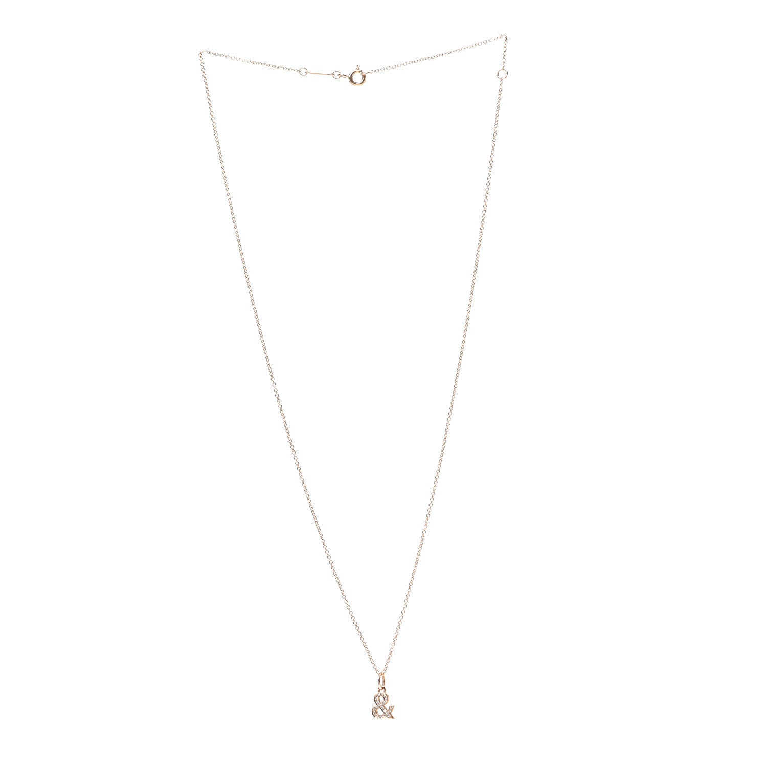 Tiffany 18K Rose Gold Diamond Small Ampersand Pendant Necklace 3 of 6